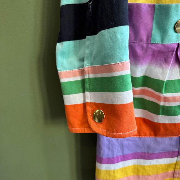 Berek Striped Jacket Small Colorful Art To Wear Cotton Snap Zip Coat Fun - Picture 5 of 15